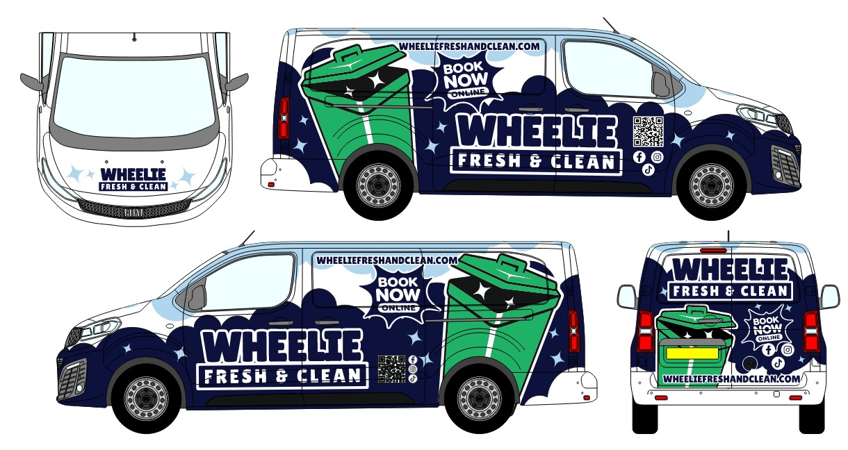 The Wheelie Fresh & Clean van wrap design